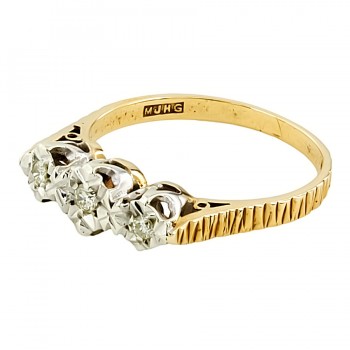 9ct gold Diamond 3 stone Ring size O